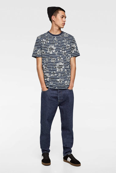 Floral And Stripe Print T-Shirt