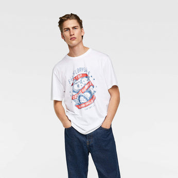 Printed Short Sleeve T-Shirt With A Round Neckline