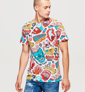 T-Shirt With All Over Halloween Print